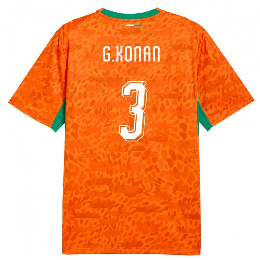 Danxen Kvinnor Elfenbenskusten Ghislain Konan #3 Orange Grön Vit Hemmatröja Matchtröjor 26-28 Tröjor T-Tröja
