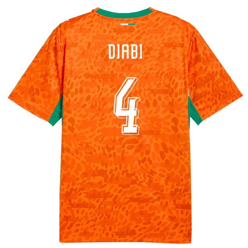 Danxen Kvinnor Elfenbenskusten Ismail Diabi #4 Orange Grön Vit Hemmatröja Matchtröjor 26-28 Tröjor T-Tröja