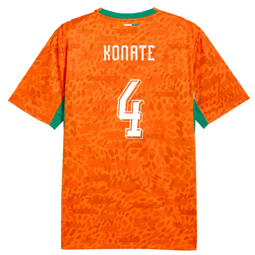 Danxen Kvinnor Elfenbenskusten Samba Konate #4 Orange Grön Vit Hemmatröja Matchtröjor 26-28 Tröjor T-Tröja