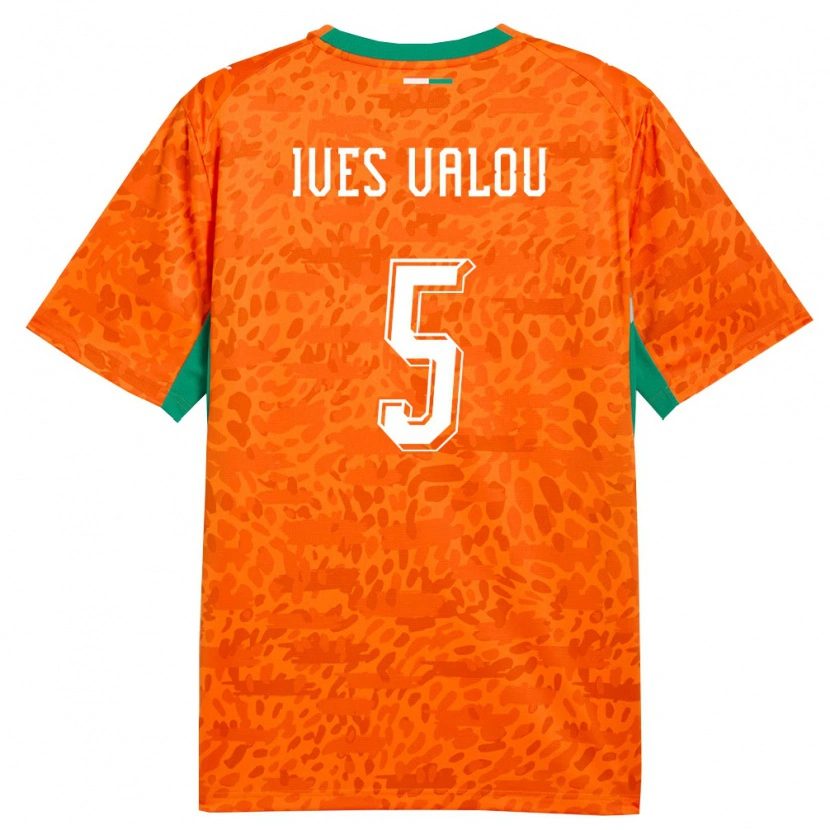 Danxen Kvinnor Elfenbenskusten Jean Ives Valou #5 Orange Grön Vit Hemmatröja Matchtröjor 26-28 Tröjor T-Tröja