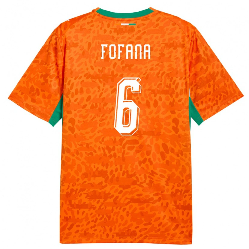 Danxen Kvinnor Elfenbenskusten Seko Fofana #6 Orange Grön Vit Hemmatröja Matchtröjor 26-28 Tröjor T-Tröja