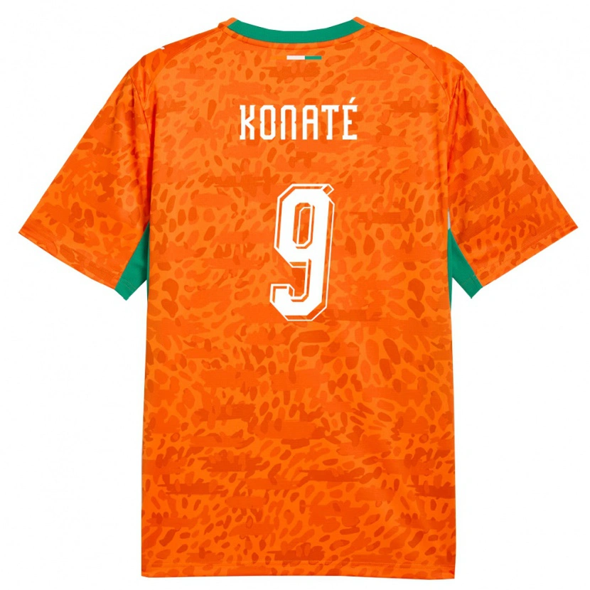 Danxen Kvinnor Elfenbenskusten Oumar Konaté #9 Orange Grön Vit Hemmatröja Matchtröjor 26-28 Tröjor T-Tröja