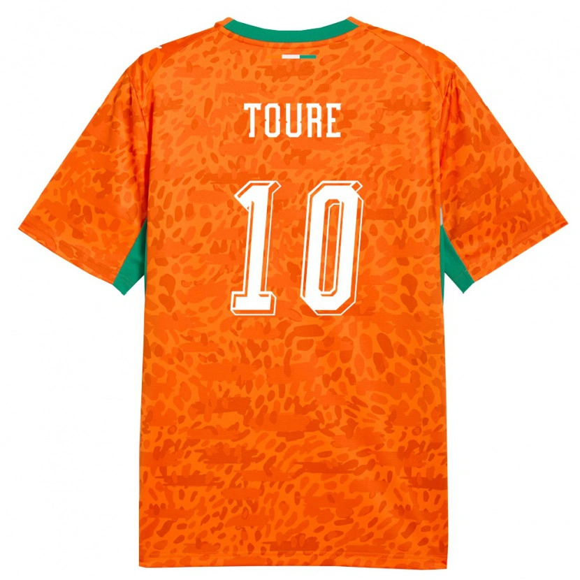 Danxen Kvinnor Elfenbenskusten Ismael Toure #10 Orange Grön Vit Hemmatröja Matchtröjor 26-28 Tröjor T-Tröja