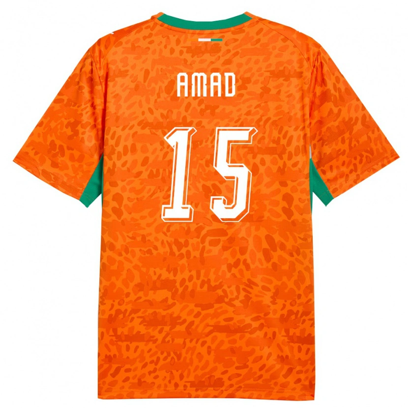 Danxen Kvinnor Elfenbenskusten Amad Diallo #15 Orange Grön Vit Hemmatröja Matchtröjor 26-28 Tröjor T-Tröja