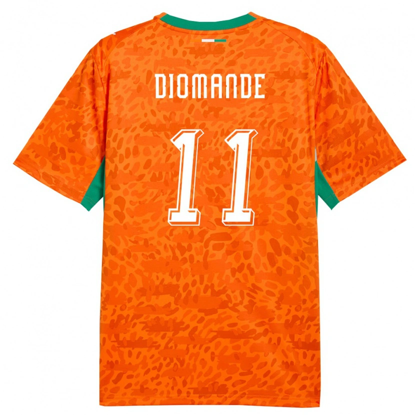 Danxen Kvinnor Elfenbenskusten Yan Diomande #11 Orange Grön Vit Hemmatröja Matchtröjor 26-28 Tröjor T-Tröja