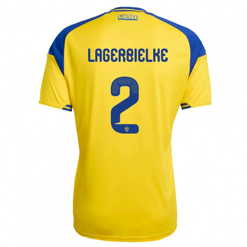 Danxen Kvinnor Sverige Gustaf Lagerbielke #2 Gul Blå Vit Hemmatröja Matchtröjor 26-28 Tröjor T-Tröja