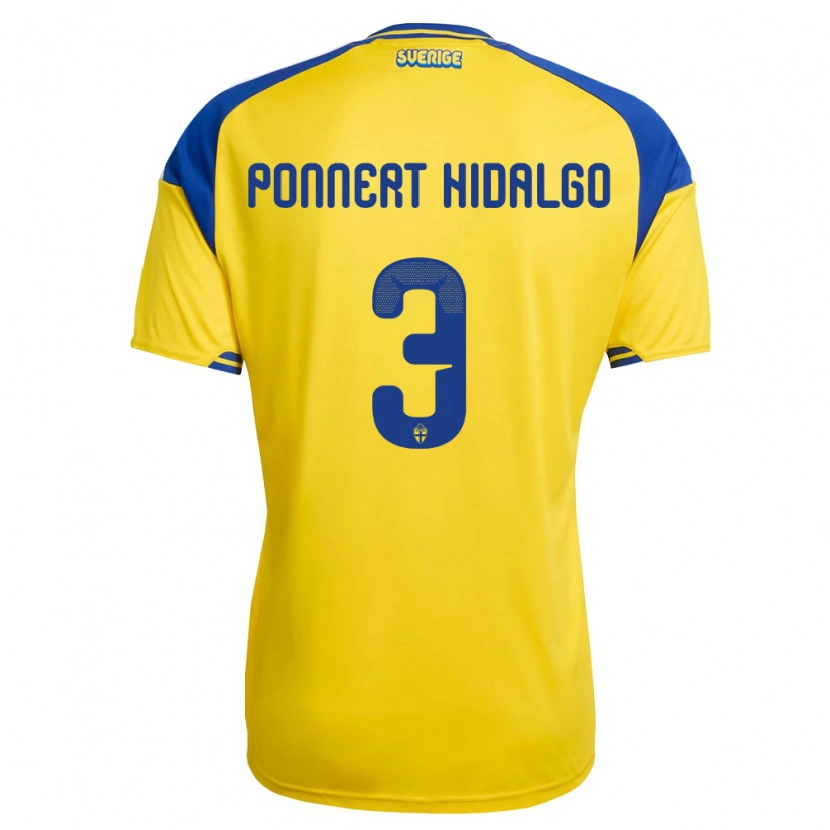 Danxen Kvinnor Sverige Vicente Ponnert Hidalgo #3 Gul Blå Vit Hemmatröja Matchtröjor 26-28 Tröjor T-Tröja