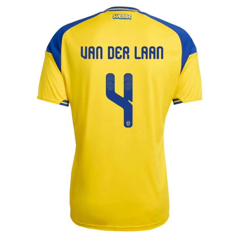 Danxen Kvinnor Sverige Elvis Van Der Laan #4 Gul Blå Vit Hemmatröja Matchtröjor 26-28 Tröjor T-Tröja