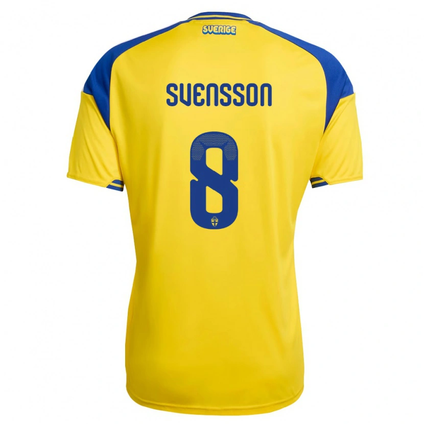 Danxen Kvinnor Sverige Daniel Svensson #8 Gul Blå Vit Hemmatröja Matchtröjor 26-28 Tröjor T-Tröja