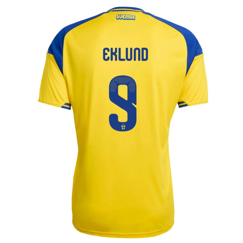 Danxen Kvinnor Sverige Leonel Eklund #9 Gul Blå Vit Hemmatröja Matchtröjor 26-28 Tröjor T-Tröja
