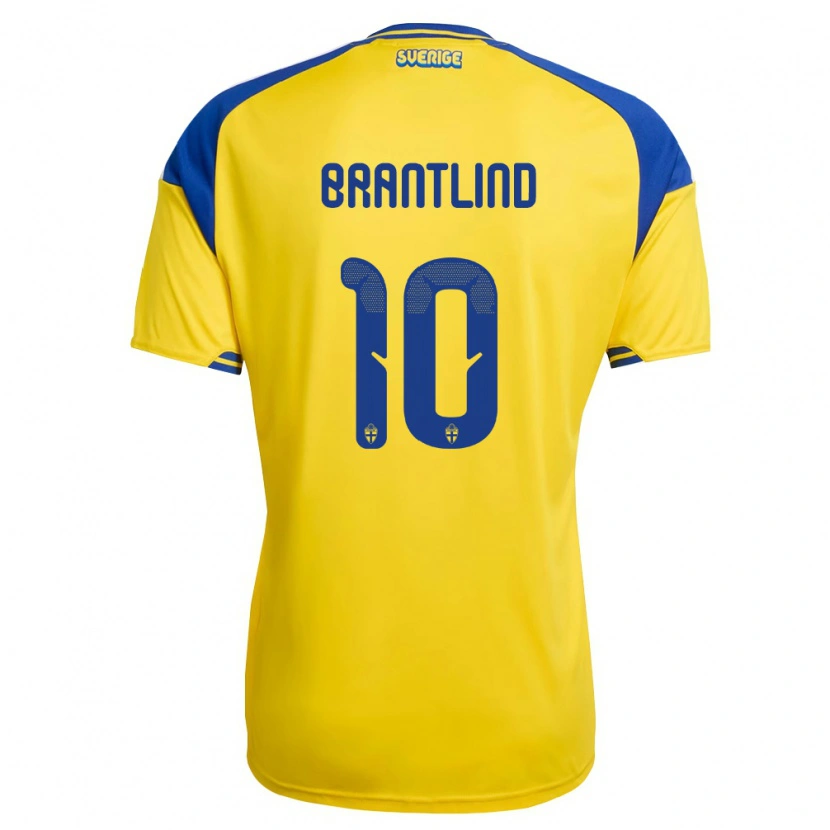 Danxen Kvinnor Sverige Benjamin Brantlind #10 Gul Blå Vit Hemmatröja Matchtröjor 26-28 Tröjor T-Tröja