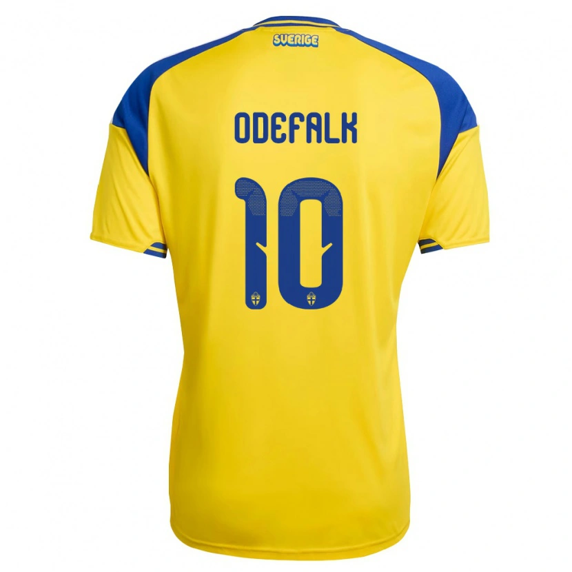 Danxen Kvinnor Sverige Alexander Odefalk #10 Gul Blå Vit Hemmatröja Matchtröjor 26-28 Tröjor T-Tröja