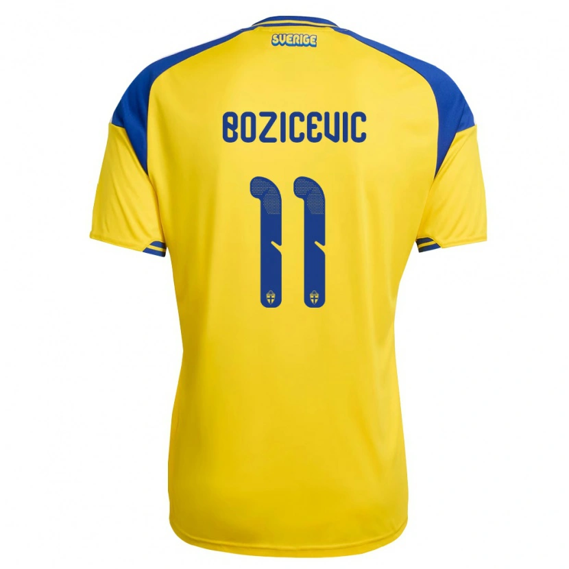 Danxen Kvinnor Sverige Fred Božičević #11 Gul Blå Vit Hemmatröja Matchtröjor 26-28 Tröjor T-Tröja