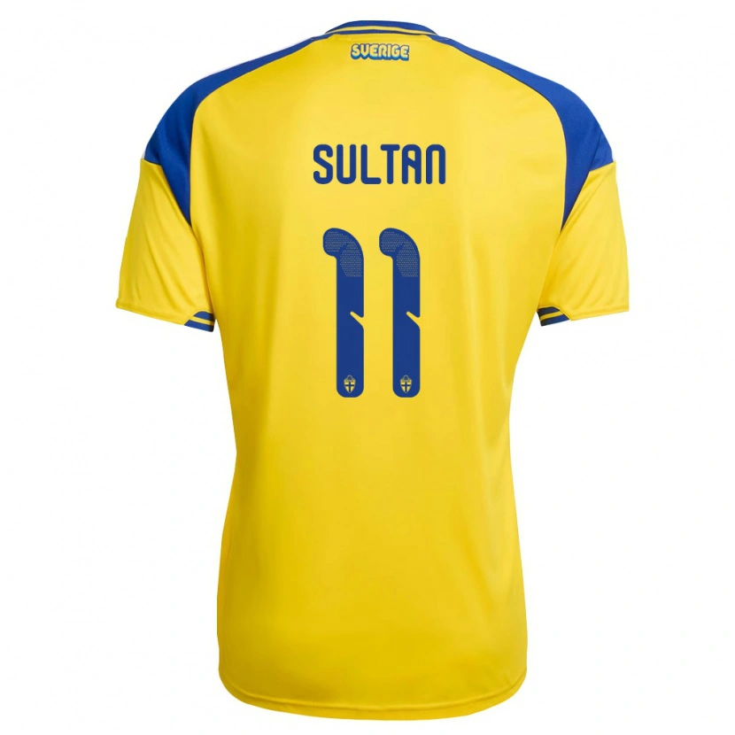 Danxen Kvinnor Sverige Haydar Sultan #11 Gul Blå Vit Hemmatröja Matchtröjor 26-28 Tröjor T-Tröja