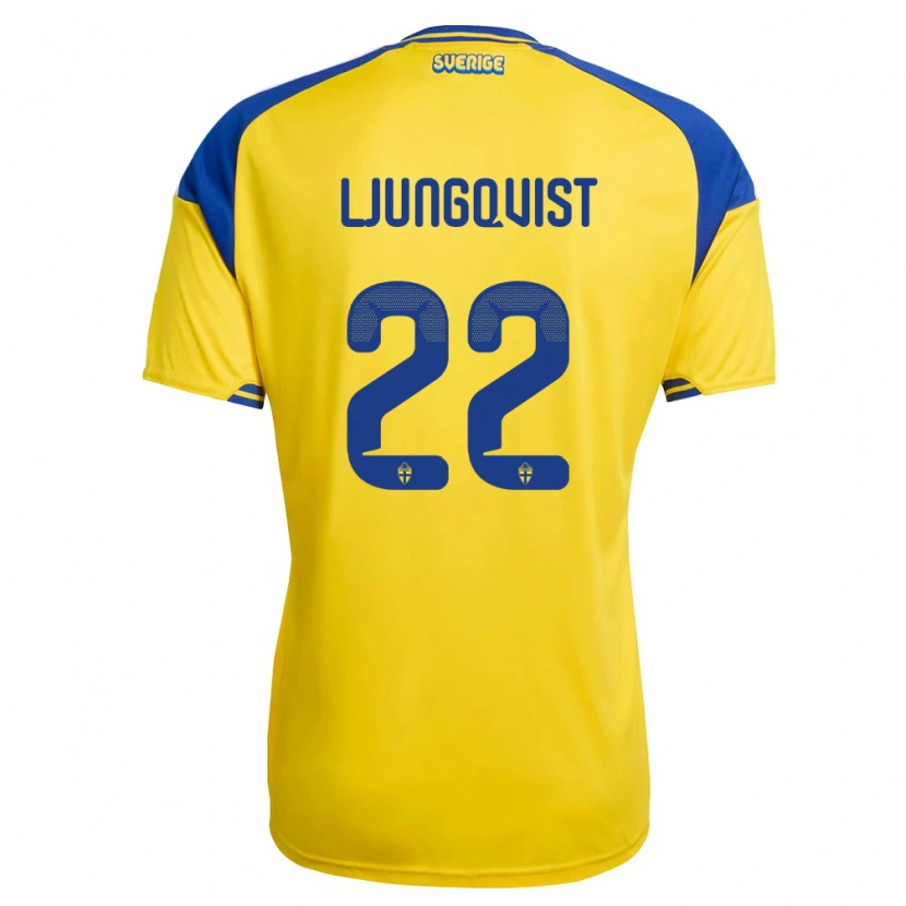Danxen Kvinnor Sverige Melvin Ljungqvist #22 Gul Blå Vit Hemmatröja Matchtröjor 26-28 Tröjor T-Tröja