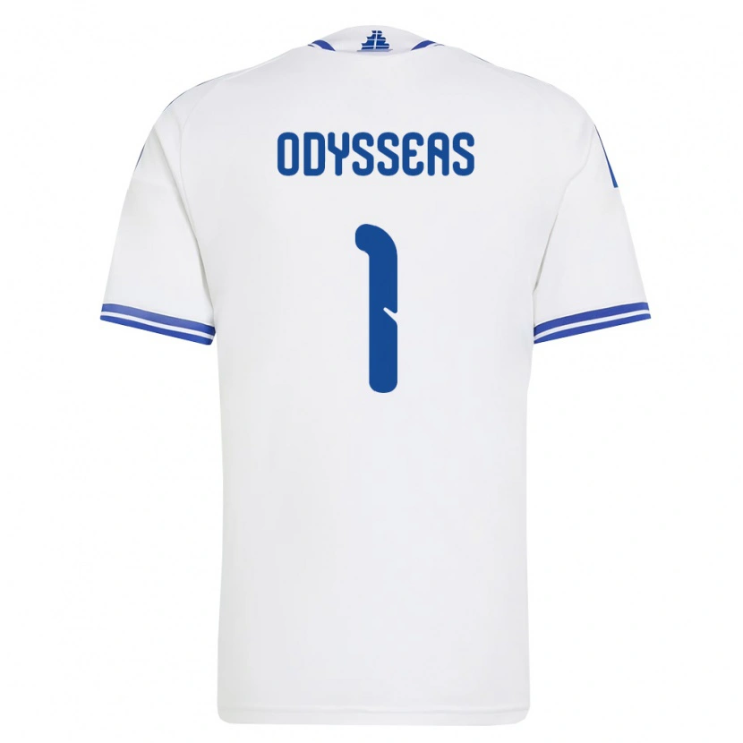 Danxen Kvinnor Grekland Odysseas Vlachodimos #1 Vit Blå Hemmatröja Matchtröjor 26-28 Tröjor T-Tröja