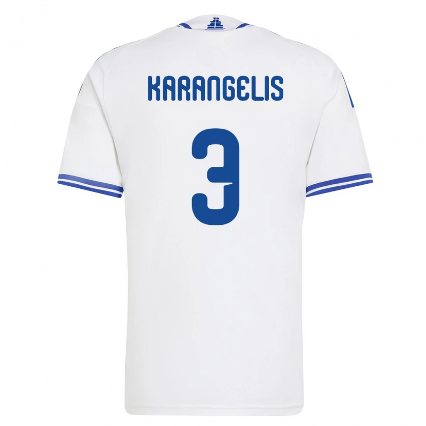 Danxen Kvinnor Grekland Konstantinos Karangelis #3 Vit Blå Hemmatröja Matchtröjor 26-28 Tröjor T-Tröja