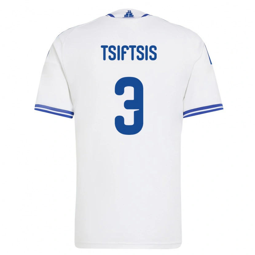 Danxen Kvinnor Grekland Theodoros Tsiftsis #3 Vit Blå Hemmatröja Matchtröjor 26-28 Tröjor T-Tröja