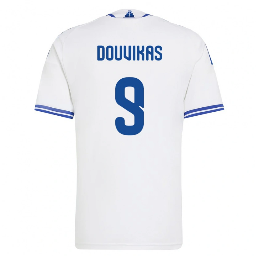 Danxen Kvinnor Grekland Anastasios Douvikas #9 Vit Blå Hemmatröja Matchtröjor 26-28 Tröjor T-Tröja