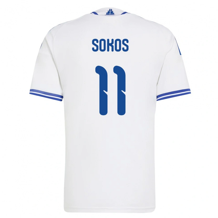 Danxen Kvinnor Grekland Georgios Sokos #11 Vit Blå Hemmatröja Matchtröjor 26-28 Tröjor T-Tröja