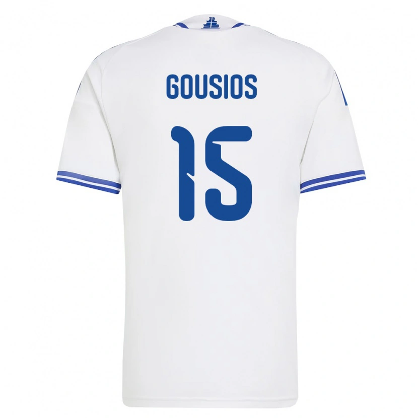 Danxen Kvinnor Grekland Georgios Gousios #15 Vit Blå Hemmatröja Matchtröjor 26-28 Tröjor T-Tröja