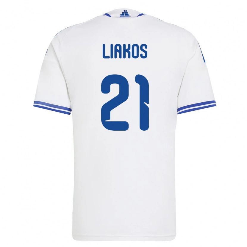 Danxen Kvinnor Grekland Angelos Liakos #21 Vit Blå Hemmatröja Matchtröjor 26-28 Tröjor T-Tröja