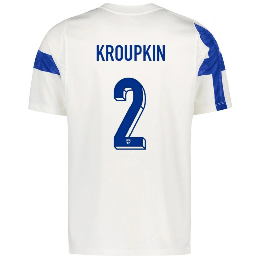 Danxen Kvinnor Finland Nicklas Kroupkin #2 Vit Blå Hemmatröja Matchtröjor 26-28 Tröjor T-Tröja