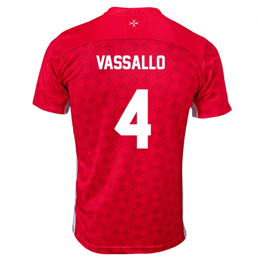 Danxen Kvinnor Malta Jake Vassallo #4 Röd Vit Hemmatröja Matchtröjor 26-28 Tröjor T-Tröja