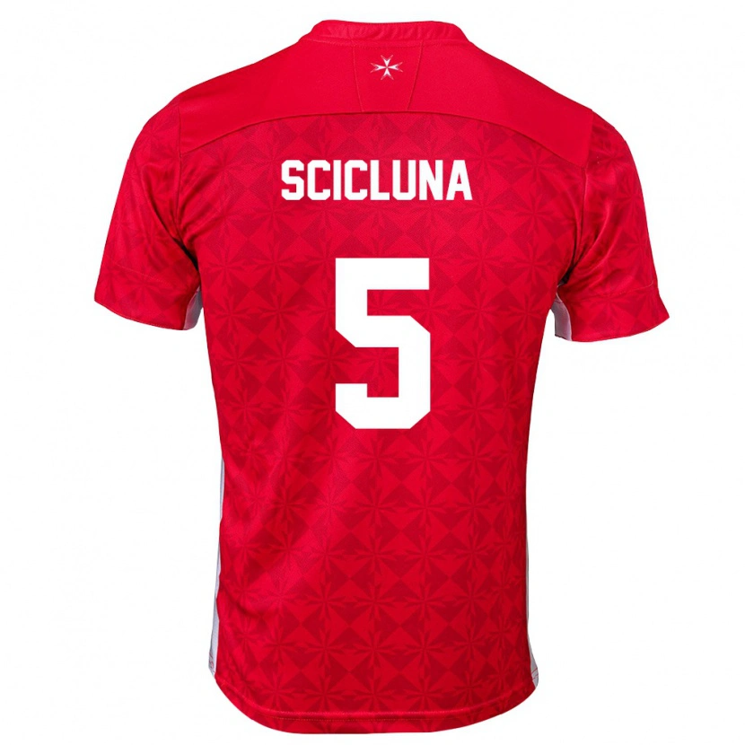 Danxen Kvinnor Malta Kean Scicluna #5 Röd Vit Hemmatröja Matchtröjor 26-28 Tröjor T-Tröja