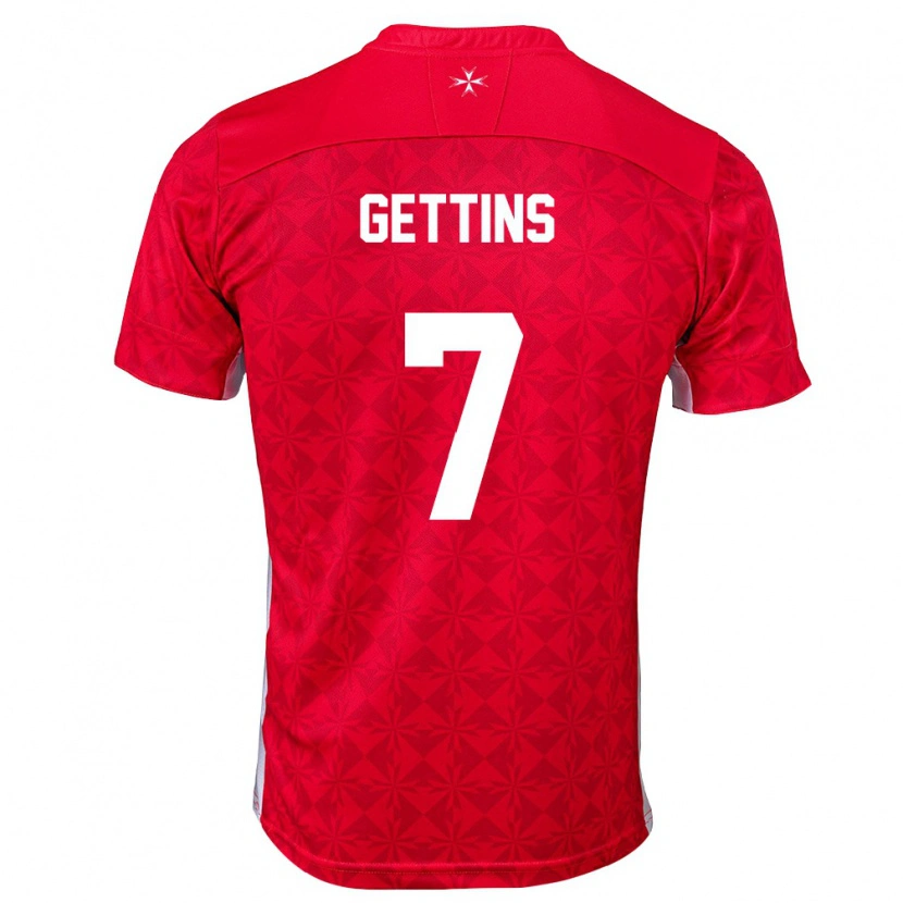 Danxen Kvinnor Malta Harry Gettins #7 Röd Vit Hemmatröja Matchtröjor 26-28 Tröjor T-Tröja