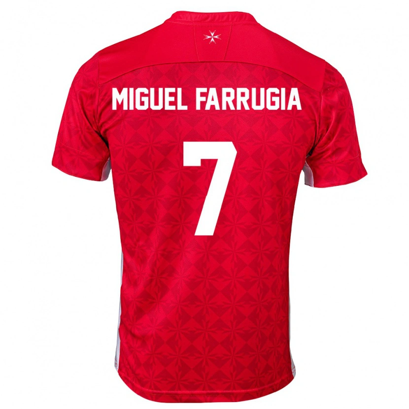 Danxen Kvinnor Malta Miguel Farrugia #7 Röd Vit Hemmatröja Matchtröjor 26-28 Tröjor T-Tröja