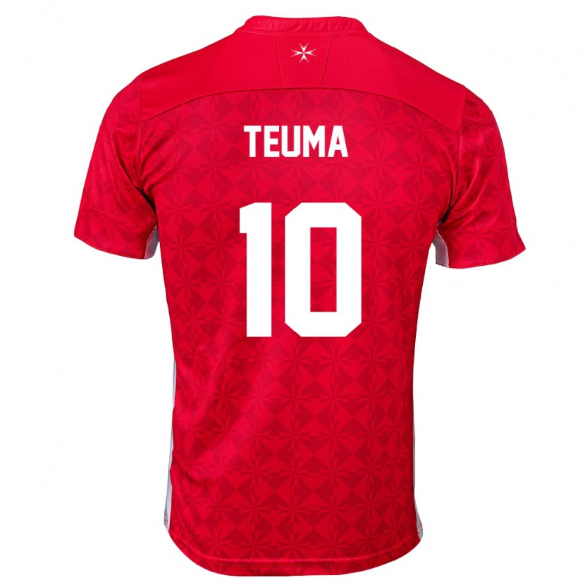 Danxen Kvinnor Malta Teddy Teuma #10 Röd Vit Hemmatröja Matchtröjor 26-28 Tröjor T-Tröja