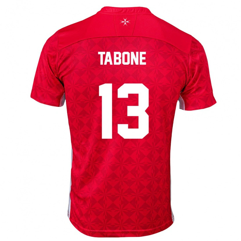 Danxen Kvinnor Malta Jayden Tabone #13 Röd Vit Hemmatröja Matchtröjor 26-28 Tröjor T-Tröja