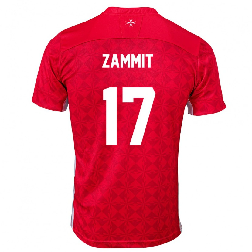 Danxen Kvinnor Malta Andrea Zammit #17 Röd Vit Hemmatröja Matchtröjor 26-28 Tröjor T-Tröja