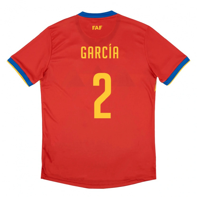 Danxen Kvinnor Andorra Cerni García #2 Röd Blå Gul Hemmatröja Matchtröjor 26-28 Tröjor T-Tröja