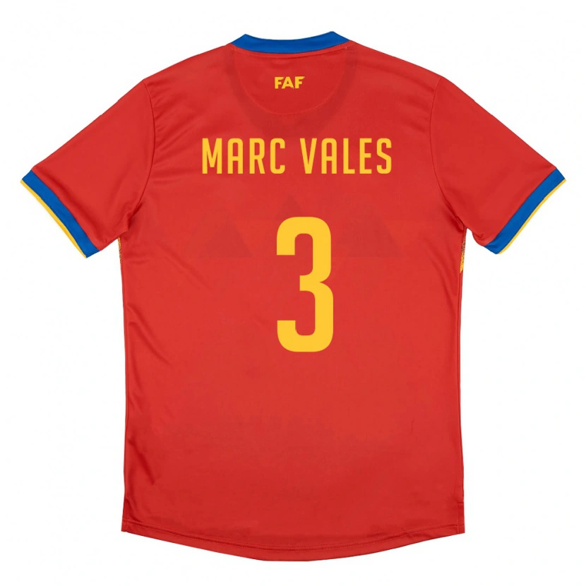 Danxen Kvinnor Andorra Marc Vales #3 Röd Blå Gul Hemmatröja Matchtröjor 26-28 Tröjor T-Tröja