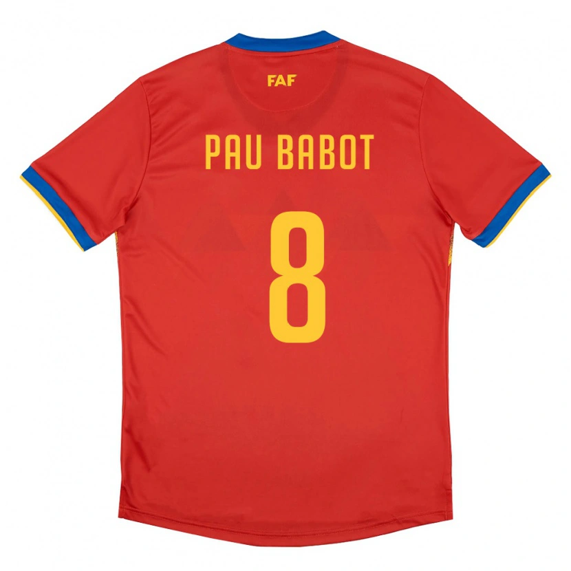 Danxen Kvinnor Andorra Pau Babot #8 Röd Blå Gul Hemmatröja Matchtröjor 26-28 Tröjor T-Tröja