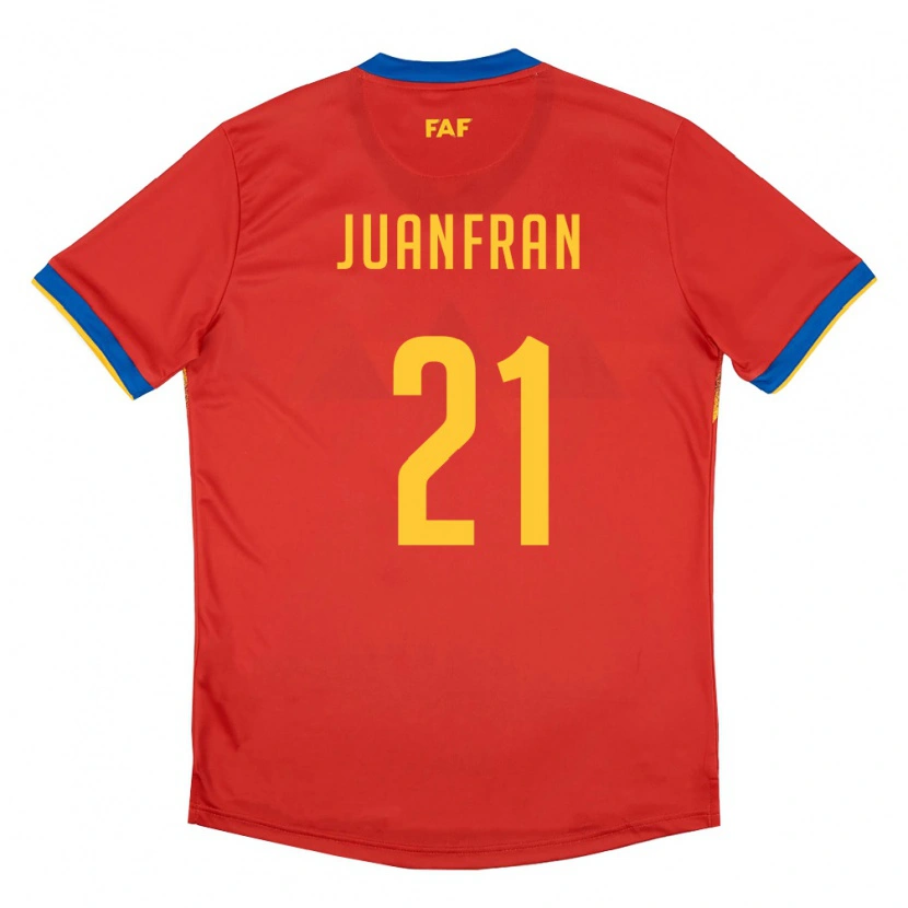 Danxen Kvinnor Andorra Juanfran #21 Röd Blå Gul Hemmatröja Matchtröjor 26-28 Tröjor T-Tröja
