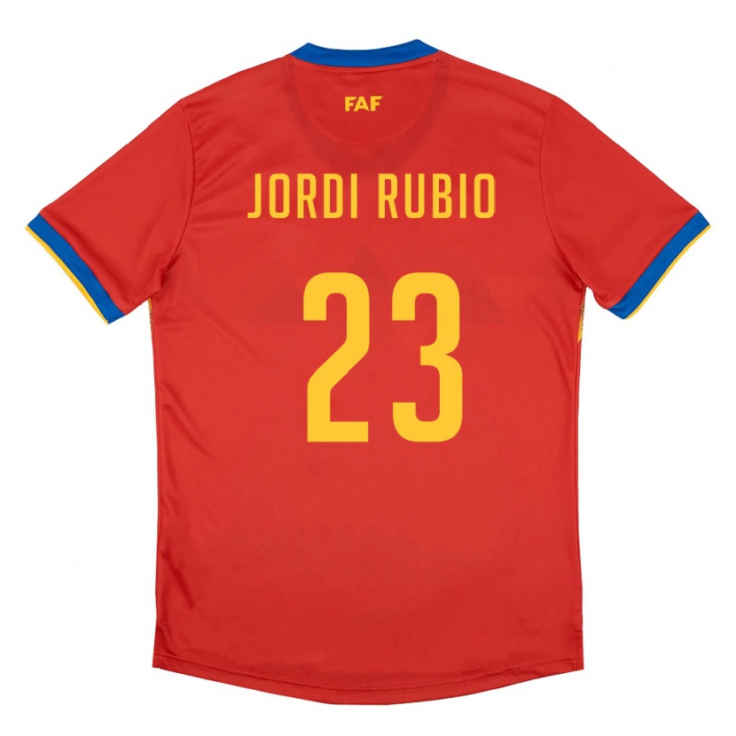 Danxen Kvinnor Andorra Jordi Rubio #23 Röd Blå Gul Hemmatröja Matchtröjor 26-28 Tröjor T-Tröja
