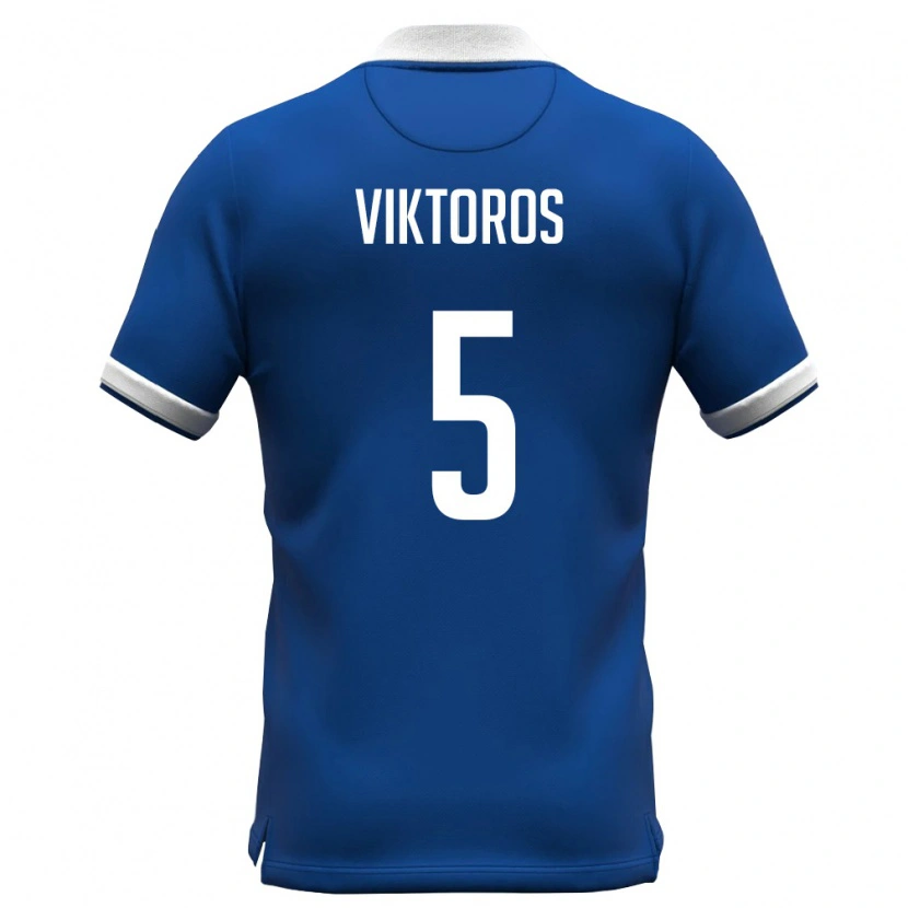Danxen Kvinnor Cypern Giorgos Viktoros #5 Kunglig Blå Vit Hemmatröja Matchtröjor 26-28 Tröjor T-Tröja