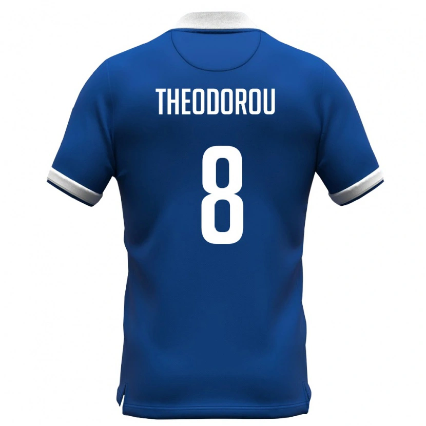 Danxen Kvinnor Cypern Markos Theodorou #8 Kunglig Blå Vit Hemmatröja Matchtröjor 26-28 Tröjor T-Tröja