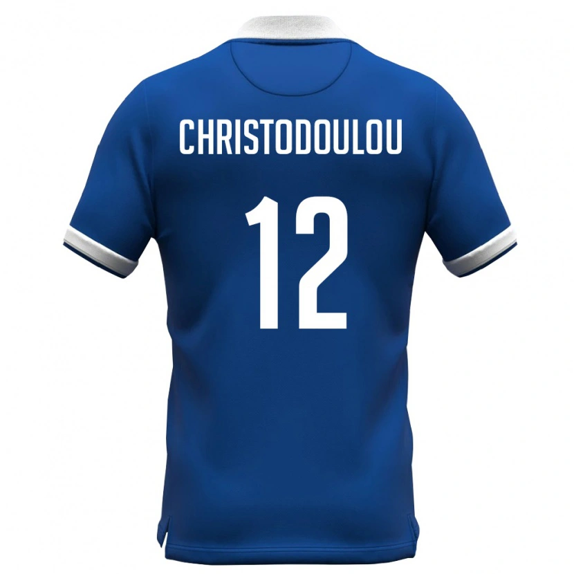 Danxen Kvinnor Cypern Georgios Christodoulou #12 Kunglig Blå Vit Hemmatröja Matchtröjor 26-28 Tröjor T-Tröja