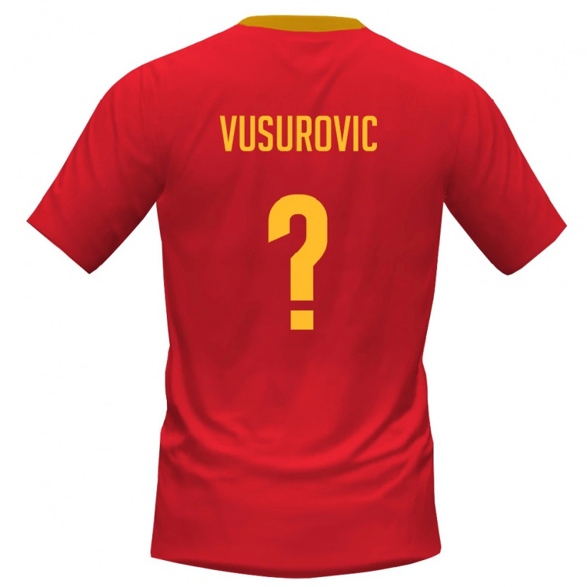 Danxen Kvinnor Montenegro Luka Vusurovic #0 Röd Gul Hemmatröja Matchtröjor 26-28 Tröjor T-Tröja