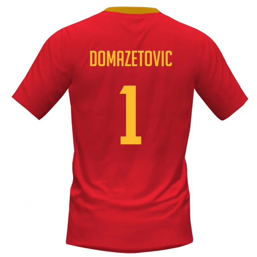Danxen Kvinnor Montenegro Filip Domazetovic #1 Röd Gul Hemmatröja Matchtröjor 26-28 Tröjor T-Tröja
