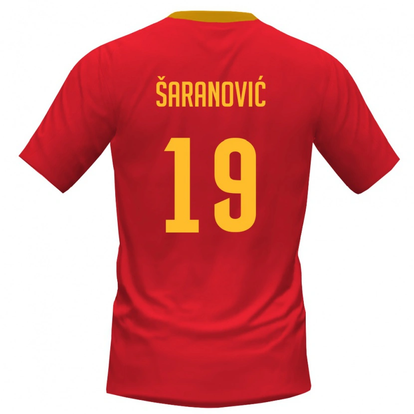 Danxen Kvinnor Montenegro Dragutin Šaranović #19 Röd Gul Hemmatröja Matchtröjor 26-28 Tröjor T-Tröja