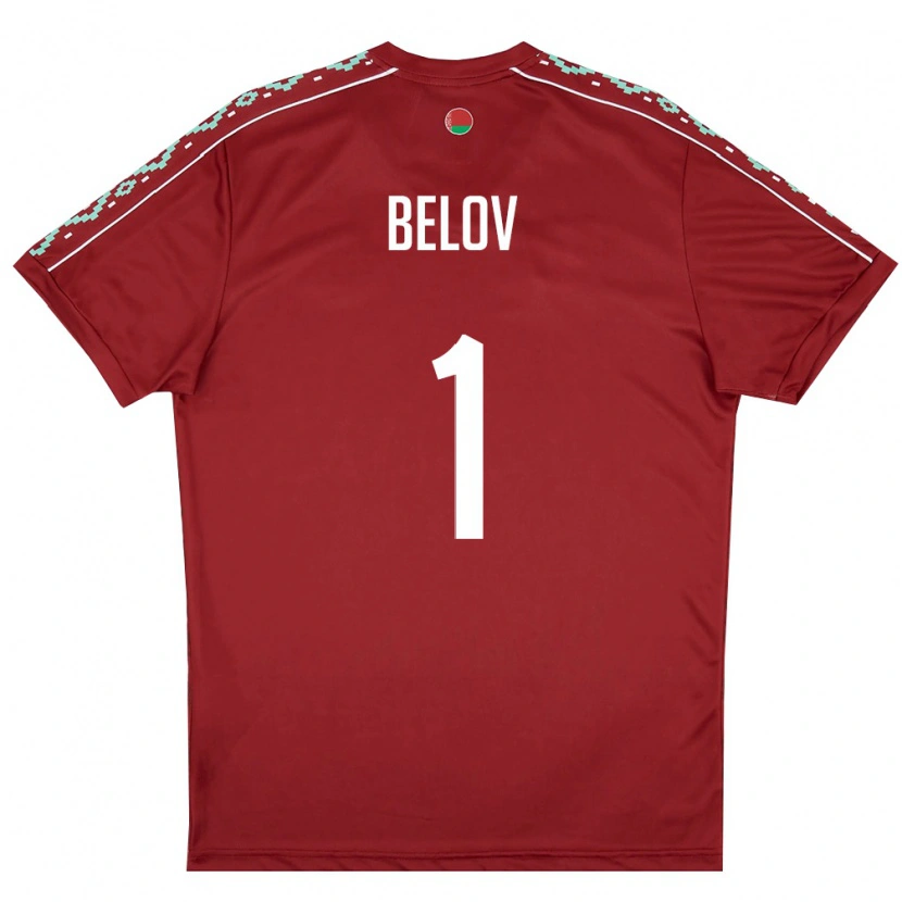 Danxen Kvinnor Belarus Maksim Belov #1 Djup Röd Vit Hemmatröja Matchtröjor 26-28 Tröjor T-Tröja