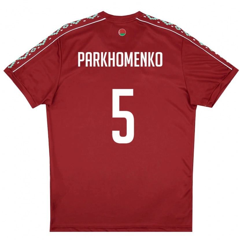 Danxen Kvinnor Belarus Egor Parkhomenko #5 Djup Röd Vit Hemmatröja Matchtröjor 26-28 Tröjor T-Tröja