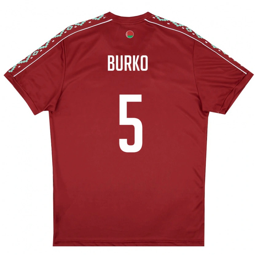 Danxen Kvinnor Belarus Maksim Burko #5 Djup Röd Vit Hemmatröja Matchtröjor 26-28 Tröjor T-Tröja
