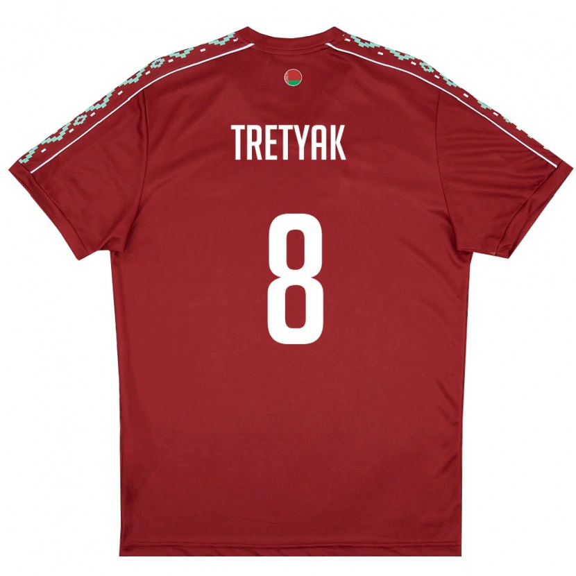 Danxen Kvinnor Belarus Vladislav Tretyak #8 Djup Röd Vit Hemmatröja Matchtröjor 26-28 Tröjor T-Tröja