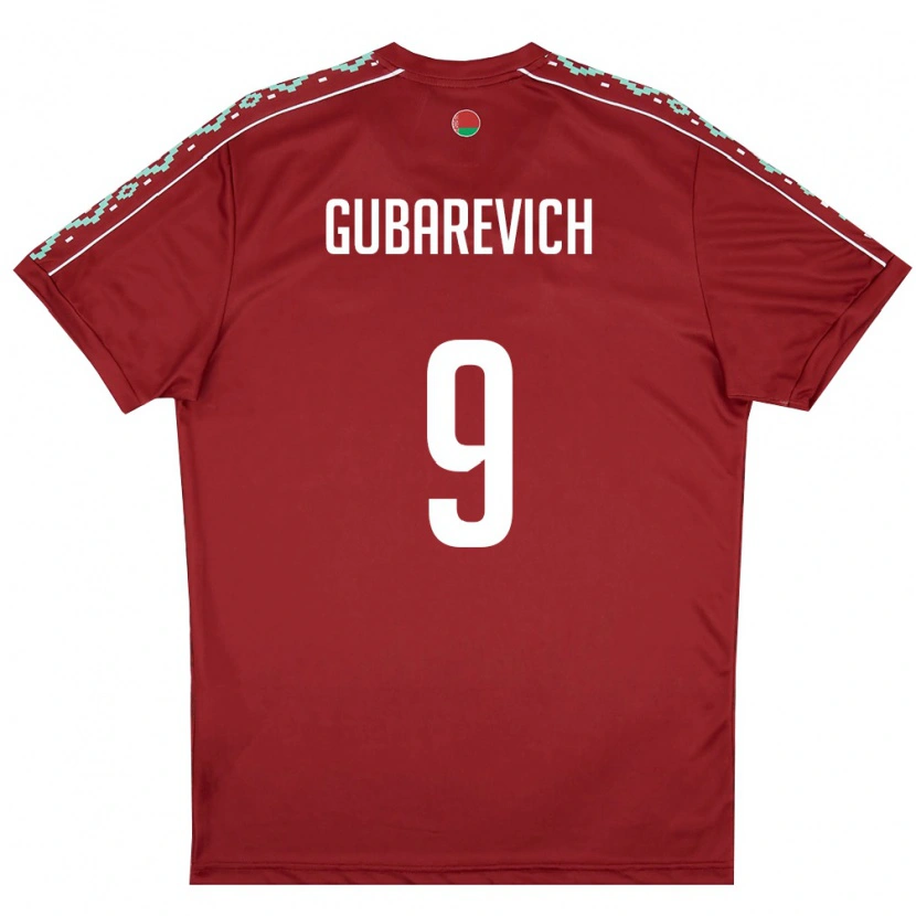 Danxen Kvinnor Belarus Ilya Gubarevich #9 Djup Röd Vit Hemmatröja Matchtröjor 26-28 Tröjor T-Tröja